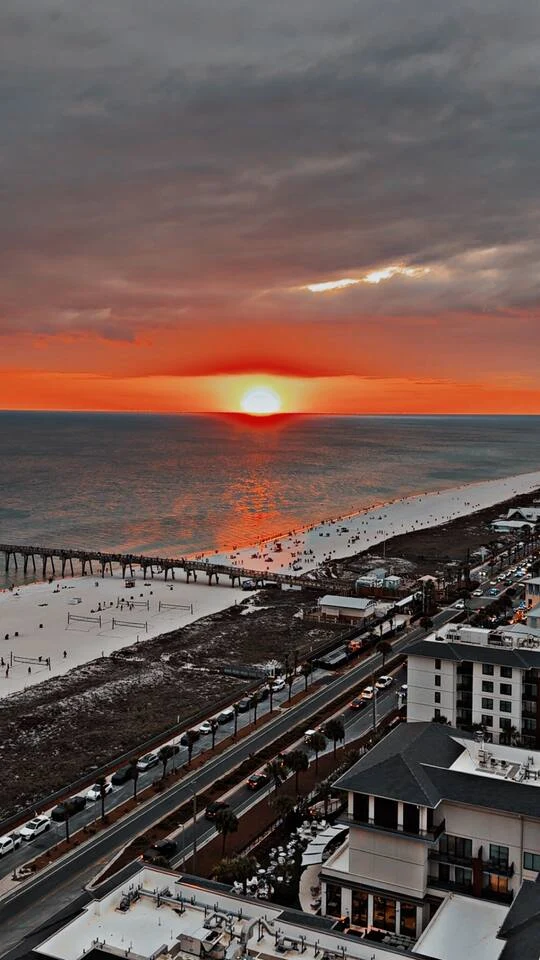 Sunset over the Gulf and Panama City Beach